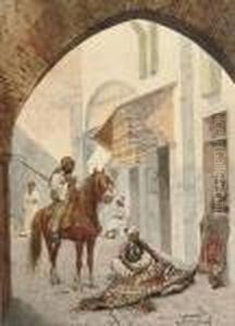 A Carpet Seller by Giulio Rosati
