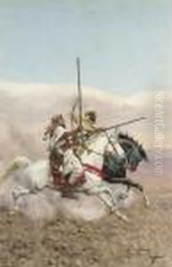 Two Arab Horsemen by Giulio Rosati