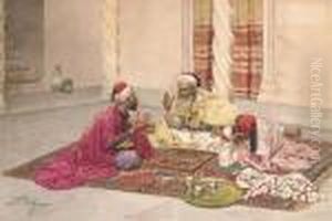 Backgammon Players In A Courtyard