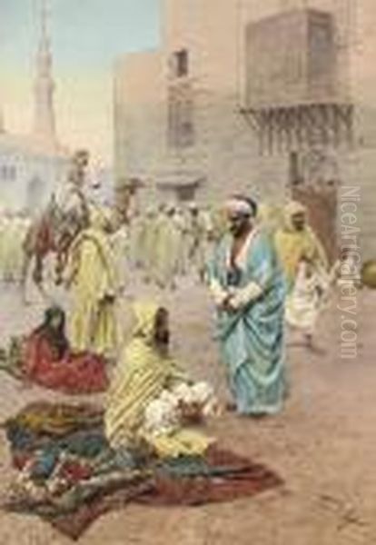 Pilgrims Outside A Mosque - view 1