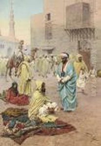 Pilgrims Outside A Mosque