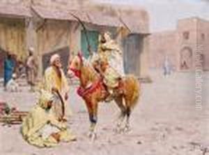 Imponente Cavaliere Arabo Sulla Piazza Del Mercato