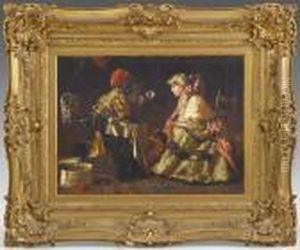 Scene Of Reading Tea Leaves by Harry Herman Roseland