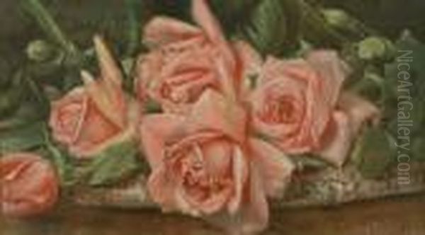 Still Life Of Pink Roses On A Table - view 1