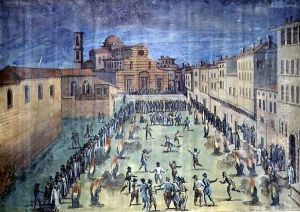 A public festival in the Piazza Santo Spirito, Florence, 1555 by Giovanni Stradano