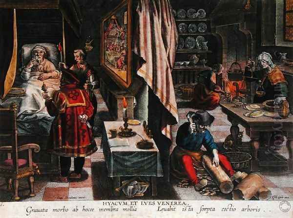 Preparation and Use of Guayaco for Treating Syphilis, engraved by Philip Galle 1537-1612 c.1570 - view 1