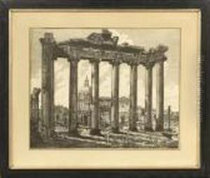 "veduta Dell Interno Del Tempeo Della Concordia Nel Foro Romano" by Luigi Rossini