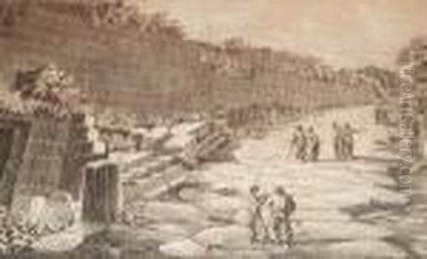 Veduta Della Strada Antica Fouri Della
Citta Che Scende Al Tuscolo Scoperta Nel 1825..." - view 1