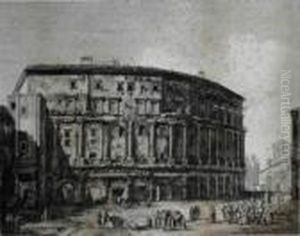 'avanzi Delteatro Di Marcello' Etching by Luigi Rossini
