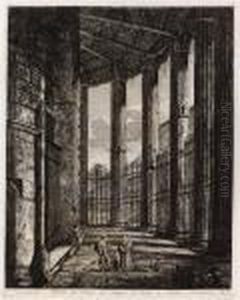 Interno Del Promao Del Tempio Di Vesta, In Roma by Luigi Rossini