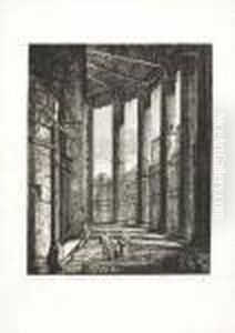 Interno Del Pronao Del Tempio Di Vesta, In Roma. by Luigi Rossini