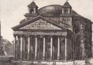Veduta Del Pantheon Di Agrippa;
Veduta Dell'arco Di Costantino; Veduta Del Tempio Della Sibilla In
Tivoli by Luigi Rossini