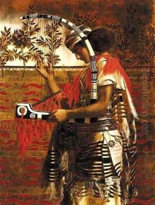 A Young Musician employed in the Temple Service during the Feast of the Tabernacles, later called Hosanna by Simeon Solomon