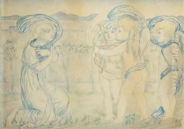 Cupid and amorini targeting a kneeling woman - view 1
