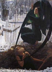 The Death and the Gravedigger, 1900 by Carlos Schwabe