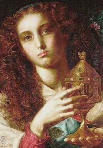 King Pelles' Daughter bearing the Sancgraal by Anthony Frederick Sandys