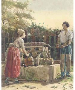 Collecting water from the well by Anthony Frederick Sandys
