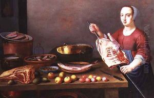 A Still Life of Meat and Fish with a Cook