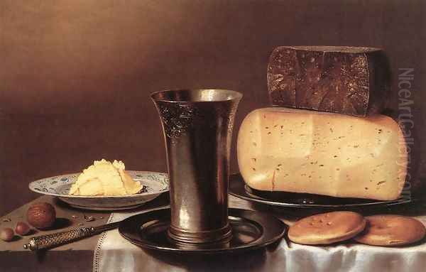Still-life with Glass, Cheese, Butter and Cake - view 1
