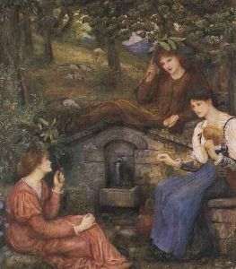 By a Clear Well with a Little Field 1883 by Maria Euphrosyne Spartali, later Stillman