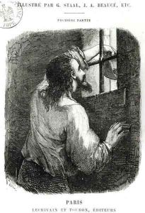Edmond Dantes imprisoned in the Chateau dIf, illustration from The Count of Monte Cristo by Alexandre Dumas 1802-70 after 1845 by Pierre Gustave Eugene (Gustave) Staal