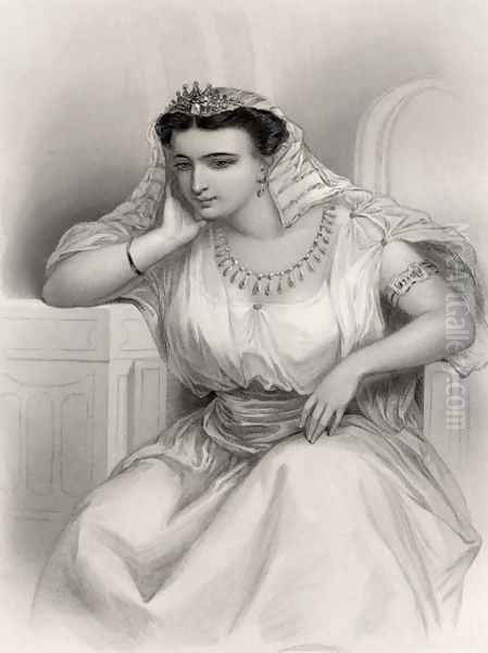 Cleopatra VII 69-30 BC illustration from World Noted Women by Mary Cowden Clarke, 1858 - view 1