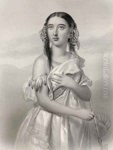Pocahontas 1595-1617 illustration from World Noted Women by Mary Cowden Clarke, 1858 - view 1
