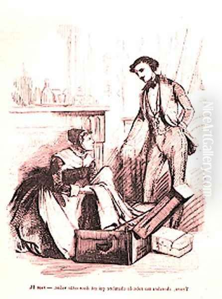 Charles Grandet and Nanon, illustration from Eugenie Grandet by Honore de Balzac 1799-1850, 19th century - view 1