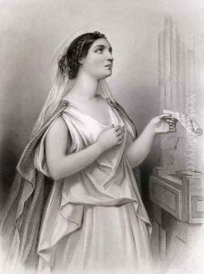 Saint Cecilia, illustration from World Noted Women by Mary Cowden Clarke, 1858 by Pierre Gustave Eugene (Gustave) Staal