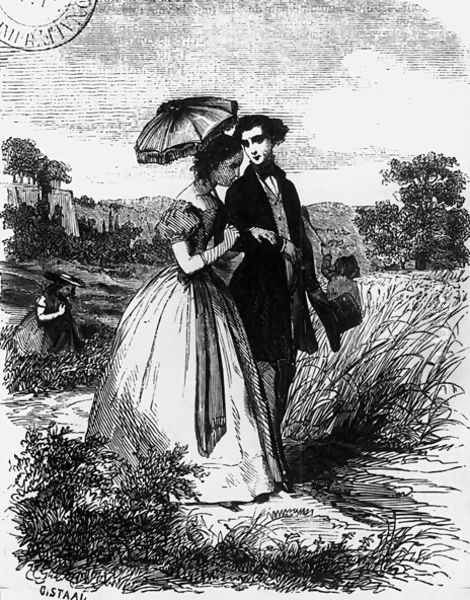 Felix de Vandenesse and Madame de Mortsauf, illustration for Le Lys Dans la Vallee by Honore de Balzac 1799-1850 published in 1871 - view 1