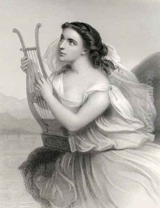 Sappho,illustration from World Noted Women by Mary Cowden Clarke, 1858 by Pierre Gustave Eugene (Gustave) Staal