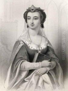 Valentina Visconti 1371-1408 illustration from World Noted Women by Mary Cowden Clarke, 1858 by Pierre Gustave Eugene (Gustave) Staal