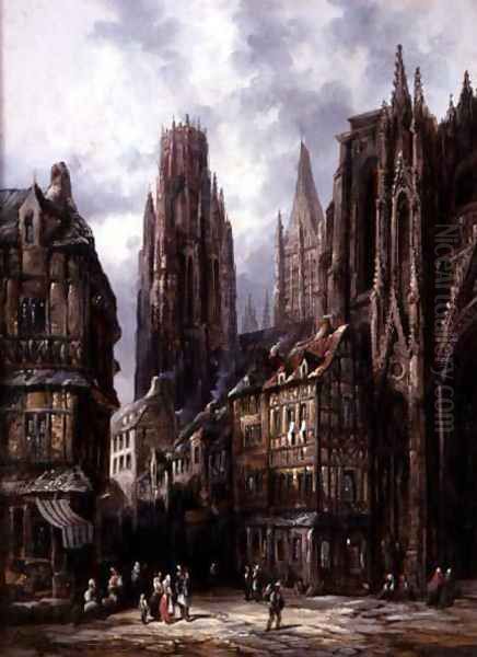 Figures before Rouen Cathedral, 1871 - view 1