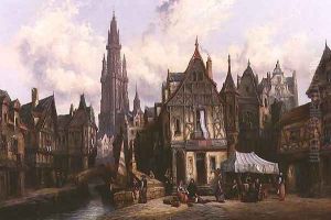 Quai de Baines, Antwerp, 1880 by Henry Thomas Schafer