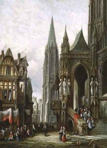 Ecclesiastical Procession Entering a Cathedral by Henry Thomas Schafer