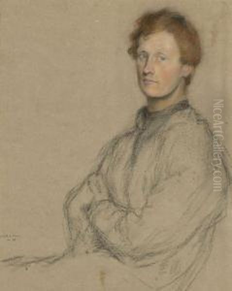 Portrait Of Charles Haselwood Shannon, R.a. ,half-length, Seated With His Arms Crossed - view 1