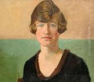 Portrait Of Lady With Green Background.