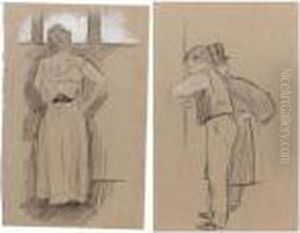 Two Drawings, Both Charcoal And White Chalk, Both Unframed by William Rothenstein