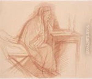 Jewish Man Reading By Candlelight by William Rothenstein