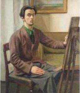 Portrait Of A Student (corfield?) At His Easel by William Rothenstein