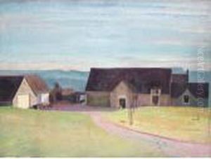 Sunlit View Of The Barn At Iles Farm by William Rothenstein