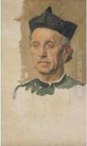 Portrait Of A Catholic Priest In Biretta