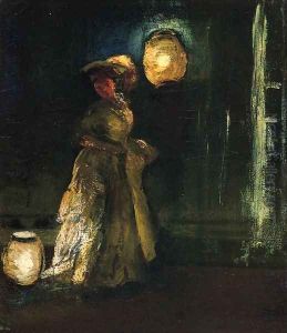 Girl with Japanese Lanterns by Everett Shinn
