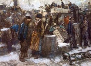 The Docks, New York City by Everett Shinn