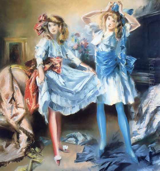 Two Girls Dressing for a Party - view 1