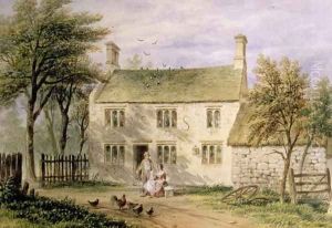 Woolsthorpe, Grantham, birthplace of Isaac Newton by Thomas Hosmer Shepherd