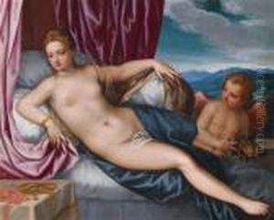 Liegende Venus Und Amor by Hans Rottenhammer