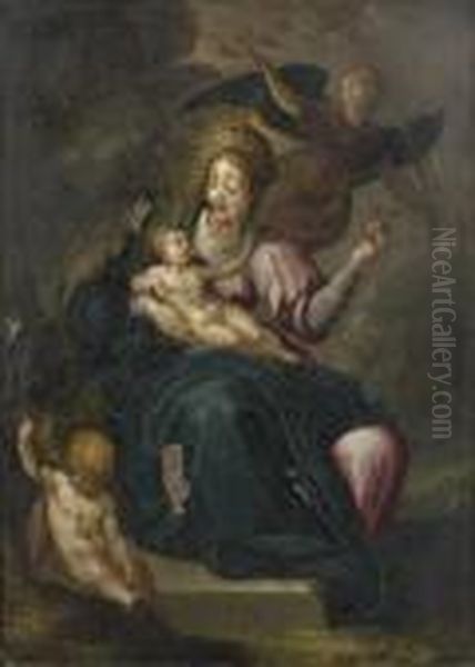 Vierge A L'enfant Couronnee Par Un Ange Avec - view 1