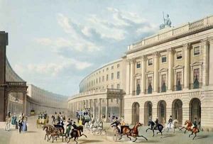 The Quadrant, Regent Street, from Piccadilly Circus, published by Ackermann, c.1835-50 by Thomas Hosmer Shepherd