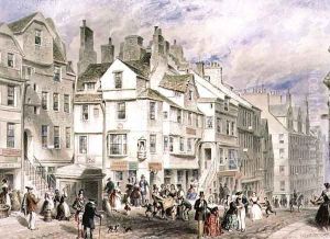 High Street, Edinburgh, showing John Knoxs House by Thomas Hosmer Shepherd